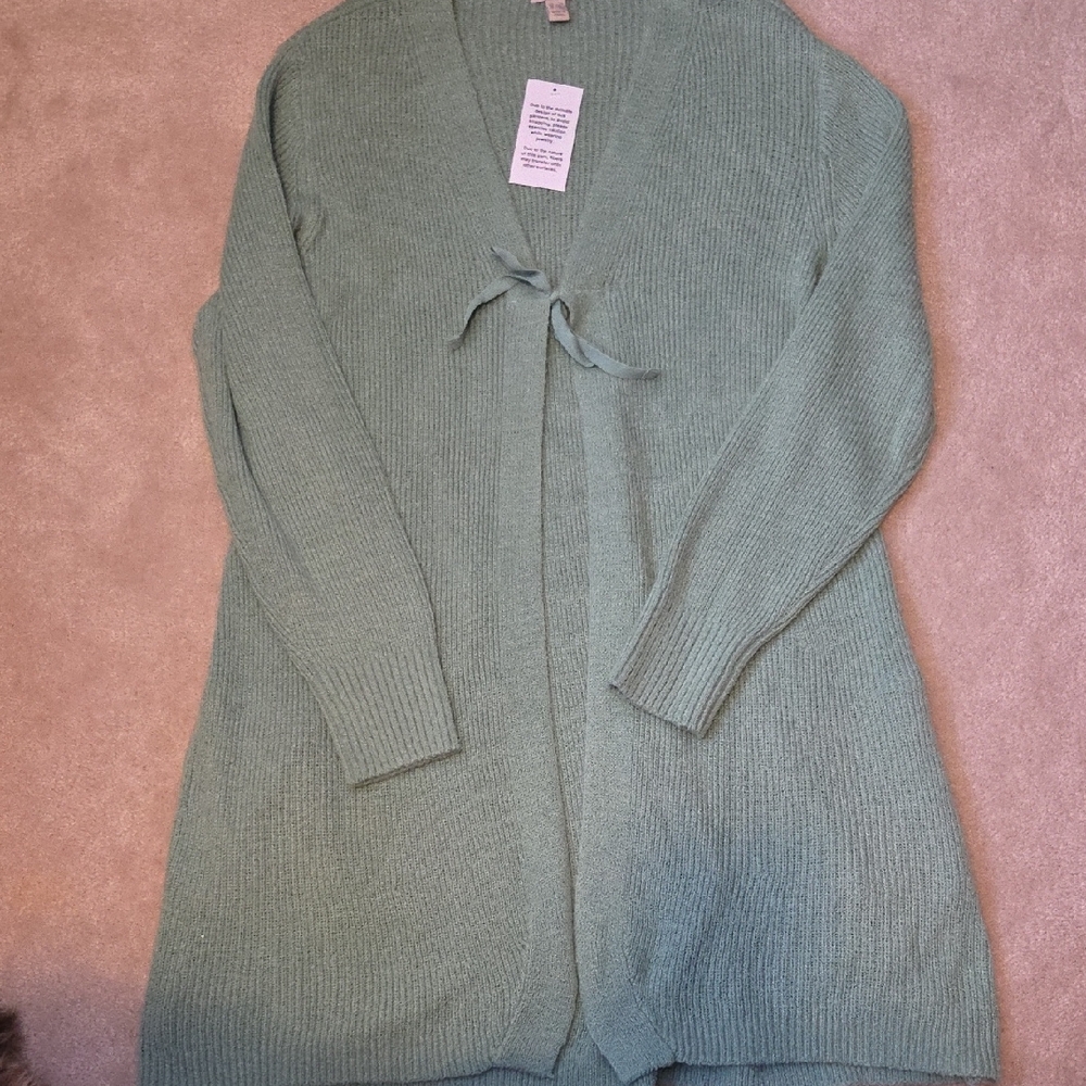 LOGO by Lori Goldstein Soft Green Cardigan